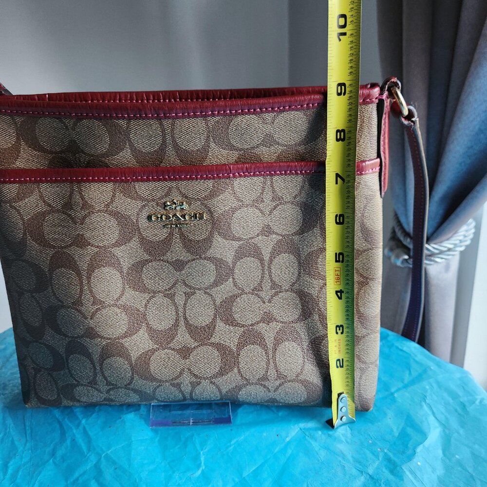 Coach Wine Signature Coated Canvas Crossbody w/Cherries EUC - Picture 7 of 11